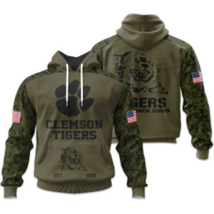 Clemson Tigers | Military Green Camo Hoodie 2025