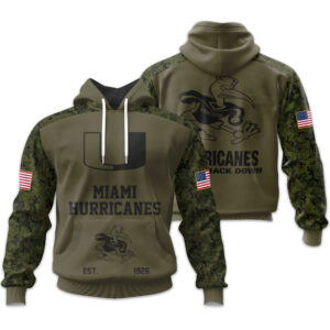 Miami Hurricanes | Military Green Camo Hoodie 2025