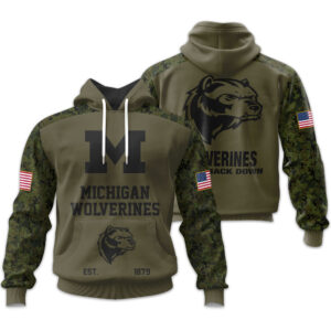 Michigan Wolverines | Military Green Camo Hoodie 2025