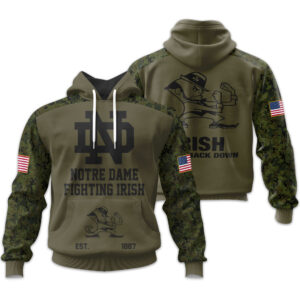 Notre Dame Fighting Irish | Military Green Camo Hoodie 2025