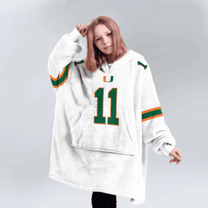 Miami Hurricanes - Football Unisex Blanket Hoodie Custom Name And Number