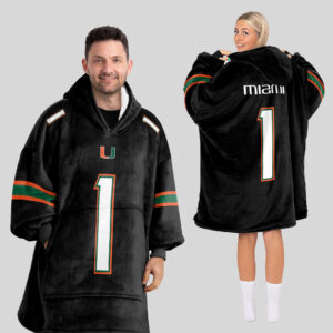 Miami Hurricanes - Football Unisex Blanket Hoodie Custom Name And Number