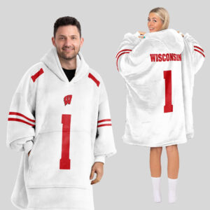 Wisconsin Badgers - Football Unisex Blanket Hoodie Custom Name And Number