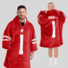 Wisconsin Badgers - Football Unisex Blanket Hoodie Custom Name And Number