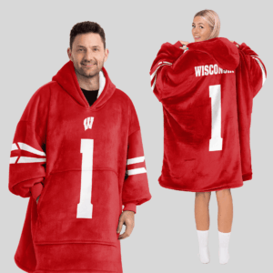 Wisconsin Badgers - Football Unisex Blanket Hoodie Custom Name And Number