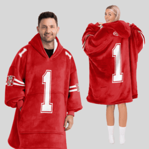 Wisconsin Badgers - Football Unisex Blanket Hoodie Custom Name And Number
