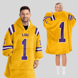 LSU TIGERS - Football Unisex Blanket Hoodie Custom Name And Number