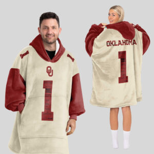 Oklahoma Sooners - Football Unisex Blanket Hoodie Custom Name And Number