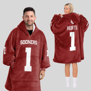 Oklahoma Sooners - Football Unisex Blanket Hoodie Custom Name And Number