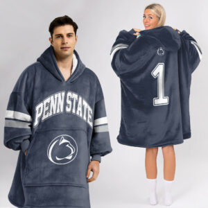 Penn State Nittany Lions - Football Unisex Blanket Hoodie Custom Name And Number