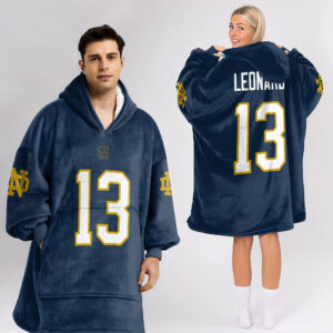 Notre Dame Fighting Irish - Football Unisex Blanket Hoodie Custom Name And Number