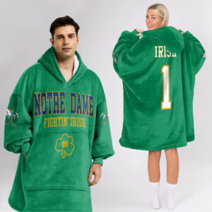 Notre Dame Fighting Irish - Football Unisex Blanket Hoodie Custom Name And Number