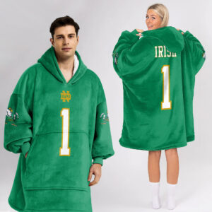 Notre Dame Fighting Irish - Football Unisex Blanket Hoodie Custom Name And Number