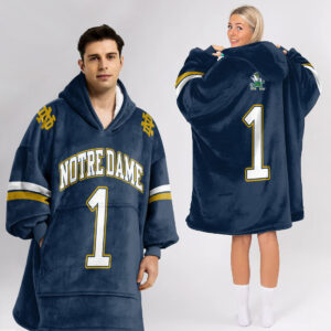 Notre Dame Fighting Irish - Football Unisex Blanket Hoodie Custom Name And Number