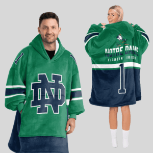 Notre Dame Fighting Irish - Football Unisex Blanket Hoodie Custom Name And Number
