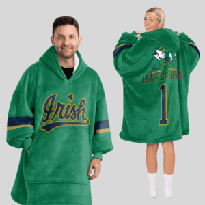 Notre Dame Fighting Irish - Football Unisex Blanket Hoodie Custom Name And Number