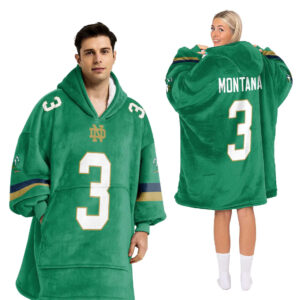 Notre Dame Fighting Irish - Football Unisex Blanket Hoodie Custom Name And Number