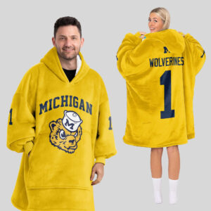 Michigan Wolverines - Football Unisex Blanket Hoodie Custom Name And Number