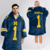 Michigan Wolverines - Football Unisex Blanket Hoodie Custom Name And Number