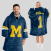 Michigan Wolverines - Football Unisex Blanket Hoodie Custom Name And Number