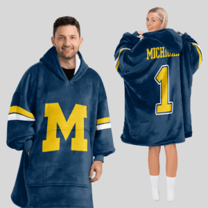 Michigan Wolverines - Football Unisex Blanket Hoodie Custom Name And Number