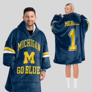 Michigan Wolverines - Football Unisex Blanket Hoodie Custom Name And Number