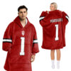 Indiana Hoosiers - Football Unisex Blanket Hoodie Custom Name And Number