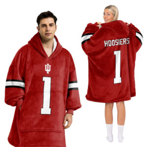 Indiana Hoosiers - Football Unisex Blanket Hoodie Custom Name And Number